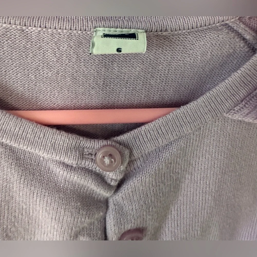 Janie & Jack Cardigan Sweater Girls sz 6 Lavender Cropped Ruffle Long Sleeve - Picture 5 of 5